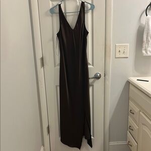 Versona Brown Silk Cocktail Midi Dress
